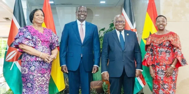 President Nana Akufo-Addo (2nd right) with Kenyan President Dr William Ruto and their wives