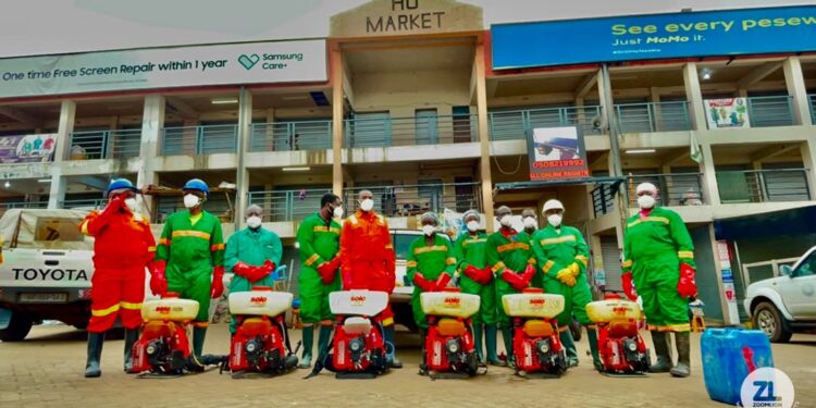 Techiman Assembly and Zoomlion disinfect markets